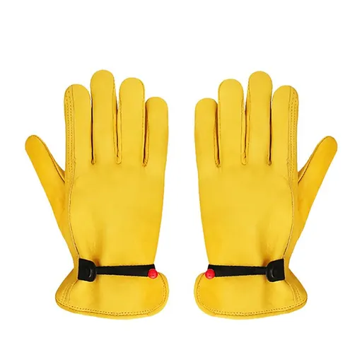 Size XL Golden Yellow Top-Grain Cowhide Protective Work Gloves, Durable Wear-Resistant Labor Safety Solution for Local Industrial Professionals