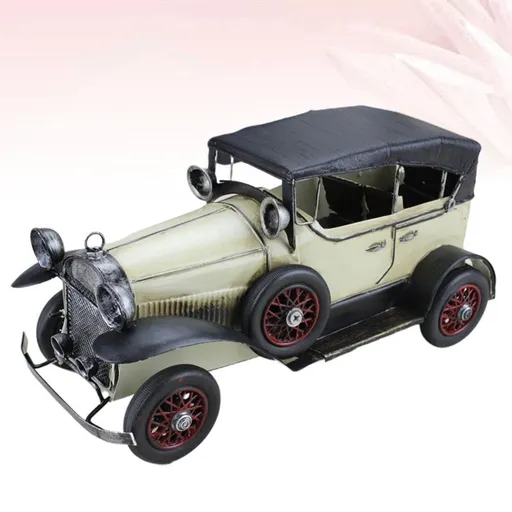 White Vintage Iron Truck Model, Decorative Craft for Home, Office Desk, Shelf Display and Decoration Supplies