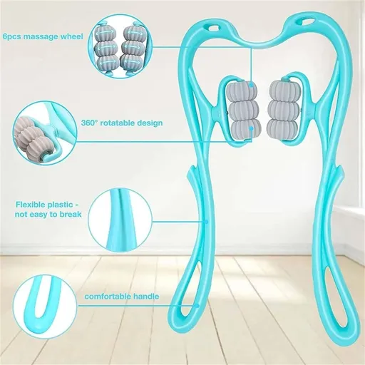 Massage Roller, Neck Massager, Neck Bud Massage Roller, Handheld Neck Roller Massager - Relieve Pain & Muscle, (Pink+Blue)