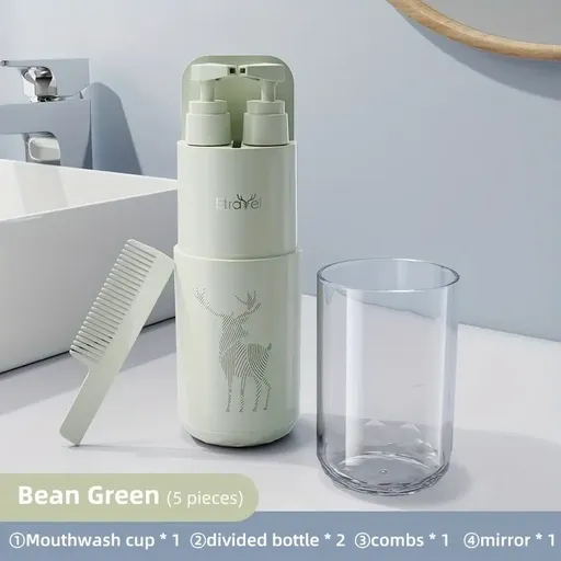 5-Piece Portable Travel Toiletry Cup Set — A Must-Have for Stylish Travelers（green）