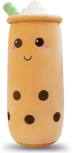 Bubble Tea Plush Pillow Soft Plush Toy Skin-Friendly Pillow Multiple Sizes Cute - Yellow - Size 36in