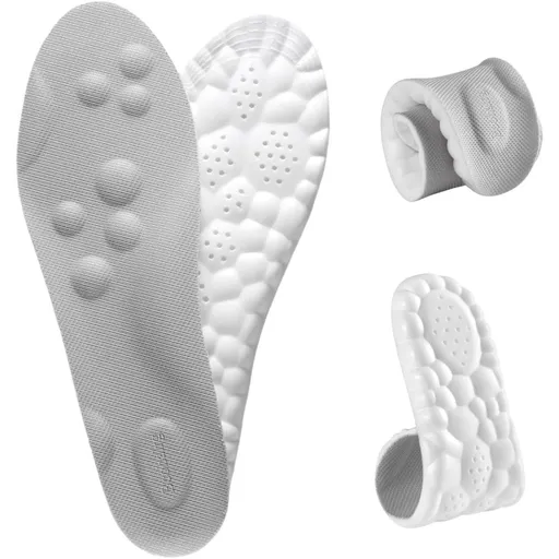 Soft Elastic Breathable Shoe Insoles, 4D Super Soft Comfort Inserts with Memory Foam Arch Support, Anti-Fatigue & Shock Absorption for Foot Pain Relief, Cuttable