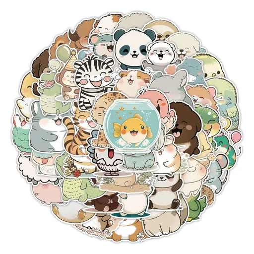 50 Pcs Cute Animal Stickers for Kids Vinyl Water Bottle Stickers Cute Stuff for Kids Gifts Party Favors