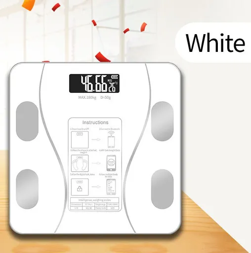 USB Rechargeable Smart Body Fat Scale Digital Bathroom Weight Scale Body Composition Analyzer with Smartphone App Sync-White