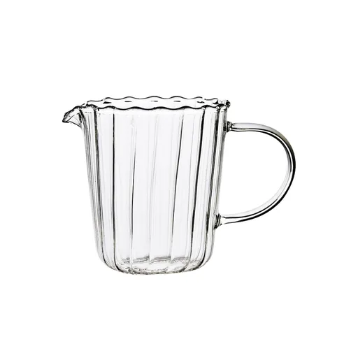 Clear Glass Creamer Pitcher, Elegant Milk Serving Jug with Handle for Coffee, Tea, Cream & Cold Drinks, 15 x 10 x 7 cm