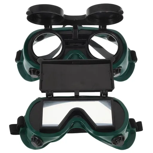 2Pcs Flip Up Welding Goggles Green with Anti Scratch Coating and Adjustable Headband