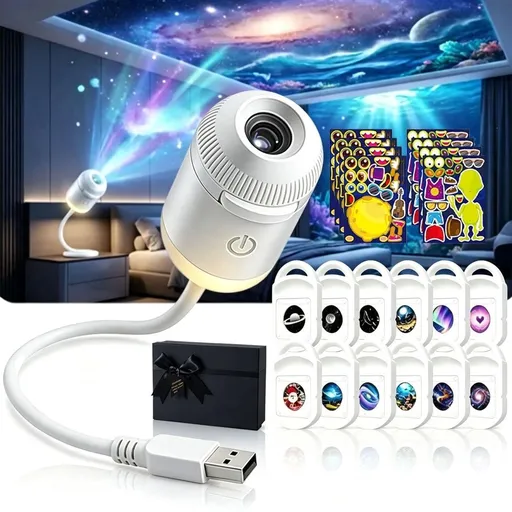 New Hd Smart Dynamic 5d Holographic Night Light Projector, Plug and Play Hd Star Projector, 360° Adjustable Hd Galaxy and Ocean Projector for Bedroom Ceiling