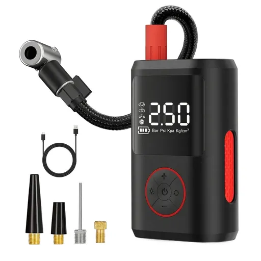 Portable Tire Inflator Air Compressor for Car Tires Wired DC 12V Power Plug-in Handheld Air Pump with Digital Pressure Gauge and Auto Shut-off LED Light for Car Sedan SUV