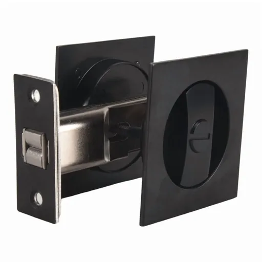 Pocket Door Lock, Matte Black Privacy Square Pocket Door Hardware