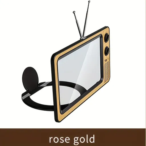 30.48 cm Cell Phone Screen Amplifier, Super Clear, Foldable, Portable, Eye Protection 3D Screen Amplifier, Creative Retro TV Shape for Mobile Devices Rose Golden