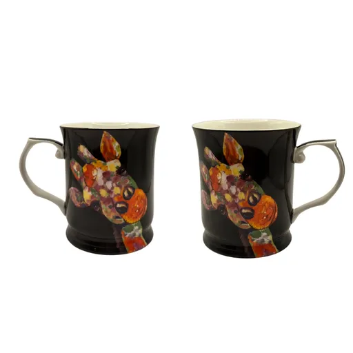 Midnight Safari Giraffe Mug Set of 2| Bold Animal Print Drinkware