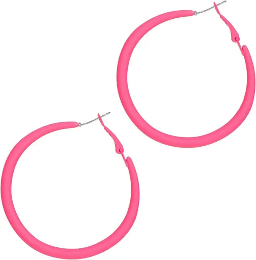 Neon Hoop Earrings for Women, 80s 90s Hoop Earring Big Earrings Retro Neon Earring for Party Outfits Y2k Jewelry Accessories Hot Pink