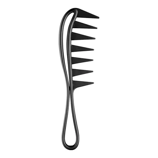 Men's Vintage Pompadour Wide-Tooth Comb, Slick-Back Styling Hair Comb, Plastic Hairdressing Comb—Black
