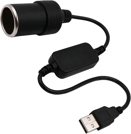 USB A male to 12V car cigarette lighter female adapter cable (max. 8W)