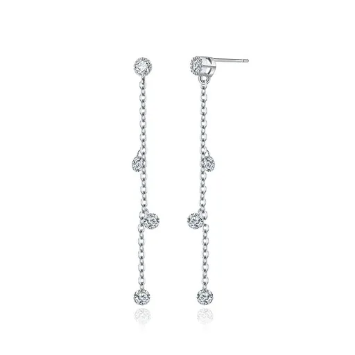 Droplet Dangle Earrings Chain for Women Teen Girls Teardrop Dangling Earrings Tassel Sparkling Studs Chain