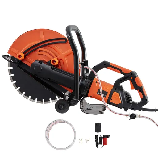 Electric Concrete Saw, 16 in, 2800 W 15 A Motor Circular Saw Cutter with Max. 6 in Adjustable Cutting Depth, Wet Disk Saw Cutter Includes Water Line, Pump and Blade, for Stone, Brick