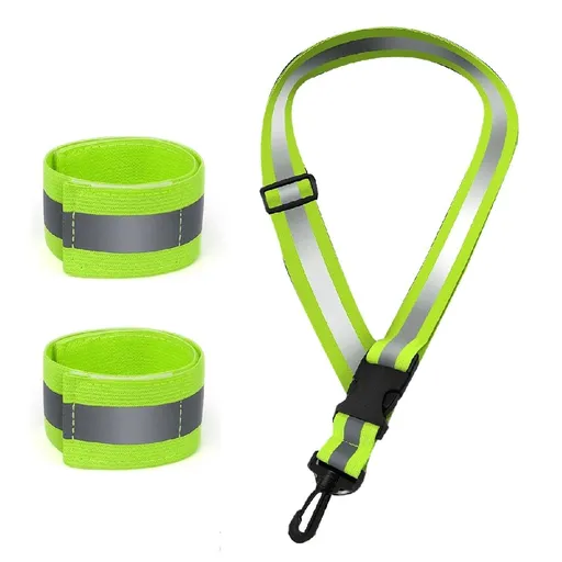 Reflective Sash High Visibility Adjustable Nylon Green 2 Piece Armbands