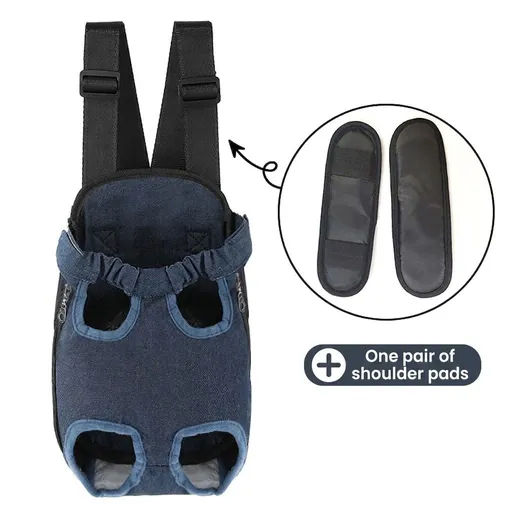 Portable Pet Front Chest Backpack for Small Dogs and Cats – Hands-Free Travel Carrier with Adjustable Straps, Breathable Mesh, and Padded Shoulder Pads for Comfortable Outdoor Adventures (S, Navy)