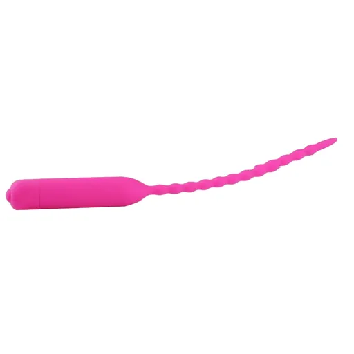 House Of Dasein Black Pink Silicone Urethral Sound Beaded Penis Plug Vibrator - Pink - Beads