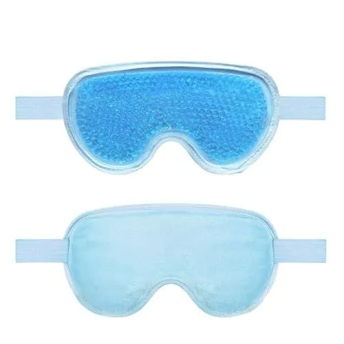 2Pack Reusable Gel Ice Cooling Eye Mask, Cold & Hot Therapy Mask for Sleep, Soft Comfortable Eye Cover for Puffy Eyes Fatigue, Sinuses & Migraines - Blue - Size 2Pack