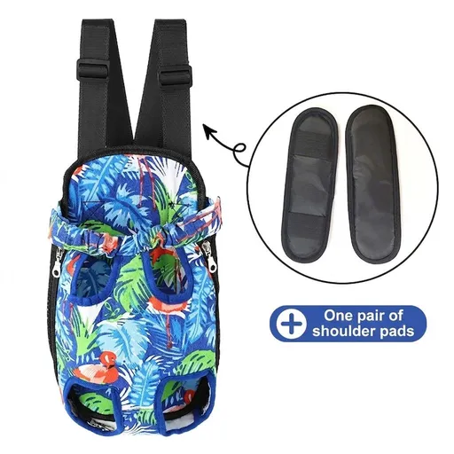 Portable Pet Front Chest Backpack for Small Dogs and Cats – Hands-Free Travel Carrier with Adjustable Straps, Breathable Mesh, and Padded Shoulder Pads for Comfortable Outdoor Adventures (XL, Blue)