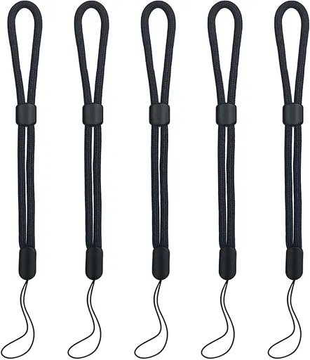 5PCS Wrist lanyard, 8.8 inch Hand Wrist Strap Lanyard, Adjustable Nylon Wristlet Straps for Cell Phone, Camera, GoPro, PSP, USB Flash Drives, Flashlight (Black)