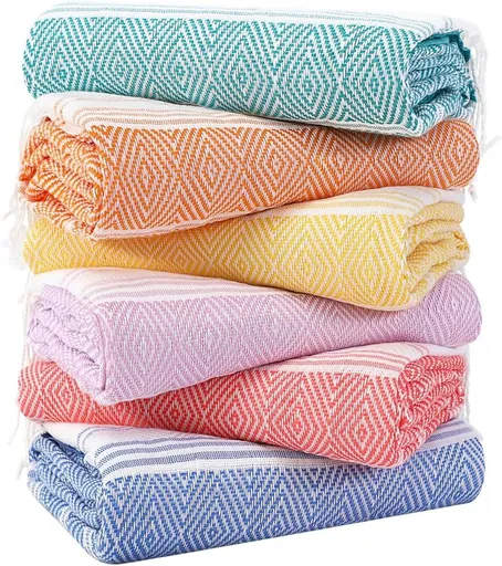 6 Pack Oversized Turkish Beach Towels, Quick-Dry Sand-Free Towels for Swimming, Bath, Camping, Travel and Poolside Use, Coral, 177.8 x 89 cm