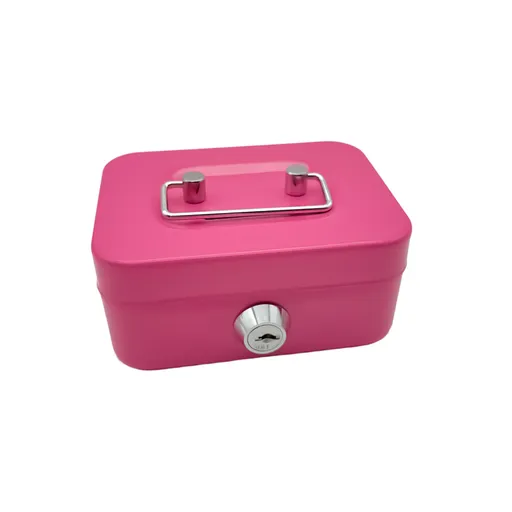 2PCS/Pink Mini Lockable Cash Box with Handle - Secure Money Storage Box