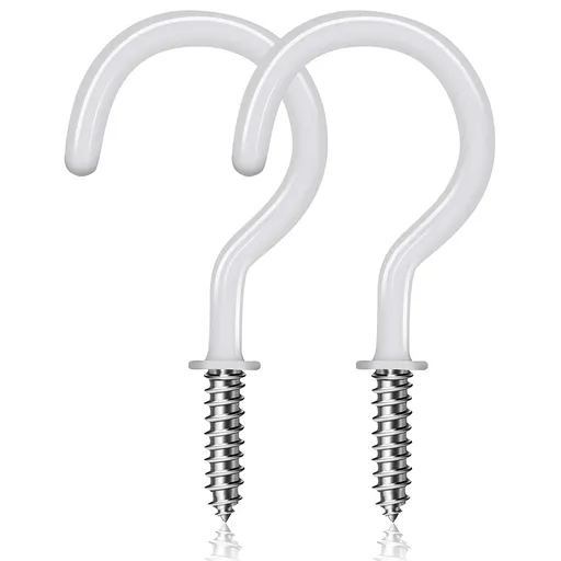 20 Pack Ceiling Hooks, 1-1/4 Inch Vinyl Coated Screw-in Hooks Hanging Plants & Flower Baskets, Multi-Function Wall Hooks White