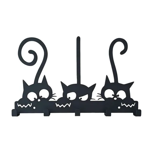 Metal Cats Wall Hooks Cute Cat Tail Key Holder Decorative Hooks for Entryway Home Organization Wall-Mounted Hook Rack for Cat Lovers