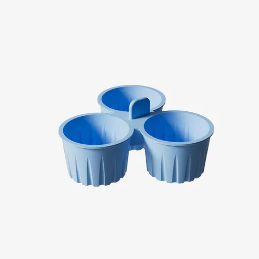2 Pcs Blue 3-Compartment Silicone Bowl - BPA-Free, Microwave & Air Fryer Safe for Eggs, Baking & Food Storage