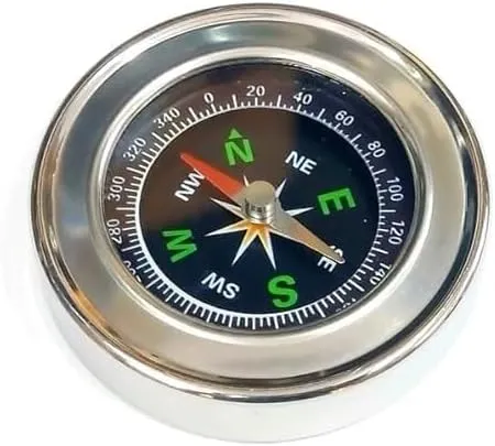 60mm Diameter Magnetic Compass Small Stainless Steel for School Activities Camping Physics Lab Experiments