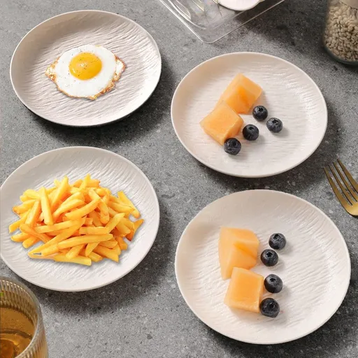 Plastic Serving Trays, Dinner Plates, Reusable Lightweight Plates For Snacks Fruit Cookies Dessert Bone, Round Tray Home Decor