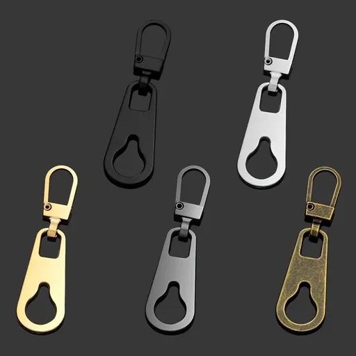 5pcs Metal Zipper Pulls with Detachable Tabs, Repair Tool for Bags, Backpacks and Clothing Accessories Black + Silver + Golden + Gun Black + Bronze [1 each]