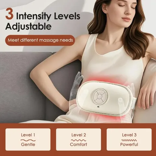 Smart Heating Abdominal Massager with Red Light & Moxa Therapy, 3 Intensity Levels, Forward/Reverse Kneading, for Waist Belly Back, Great Gift & Personal Use