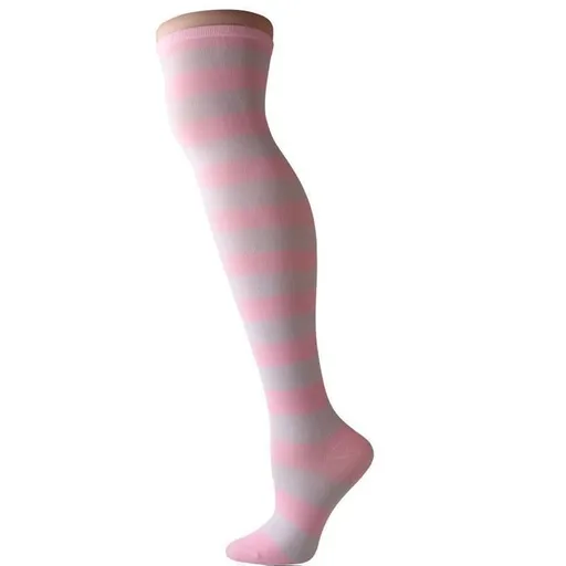 Hod Health & Home Pink Striped Thigh Highs - Pink