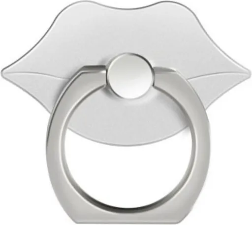 Silver-colored lips Ring finger holder - stand for phone or tablet