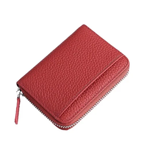 Women's Zipper Card Wallet Small Purse Credit Card Case Holder for Mother Day Gift Blocking Credit Card Holder Wallet(Wine red color)