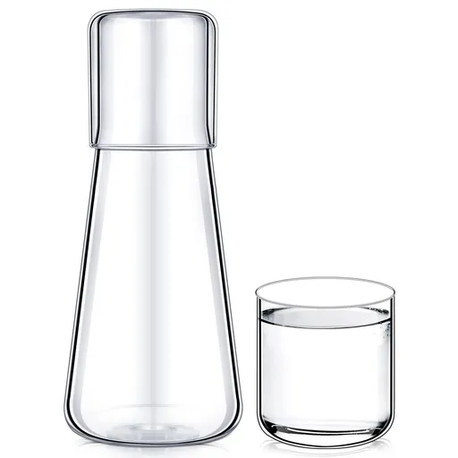 850 ml Bedside Water Carafe with Glass Set Night Water Carafe Glass Carafe with Cup Nightstand Mouthwash Decanter Bedroom