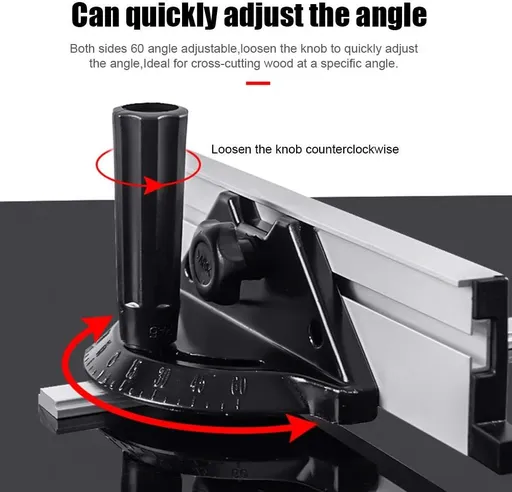 Miter Gauge Table Saw, Miter Gauge Fence System Woodworking Tools Push Block with Angle Plate Ruler, Precision Miter Gauge