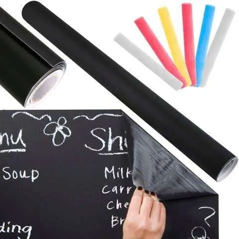 Reusable Self-Adhesive Chalk Poster with Crayons, Black