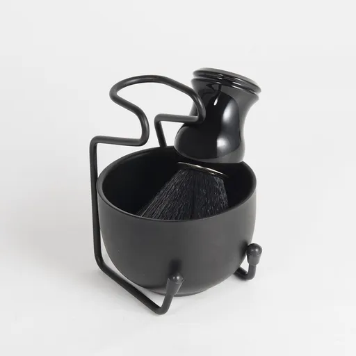 Black Shaving Brush Stand Bowl Set, 3 in 1 Hair Shaving Set Men's Wet Shaving Kit Shaving Bowl Hair Shave Brush Stand Holder