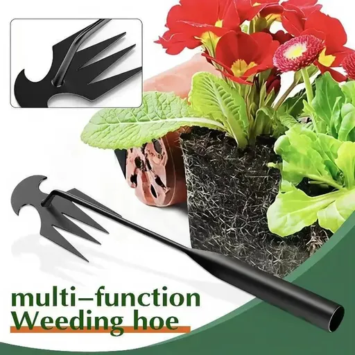 50CM Multifunction Garden Weeding Hoe Tool 2 Pack - Heavy Duty Manganese Steel Root Weeder Hand Hoe Rake with Ergonomic Handle and Double-Ended Hooked Claw Design