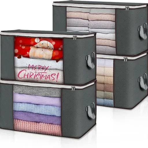 Fortunately Non-woven Quilt Storage Bag Cube 70L Gray 90l (6-piece set)