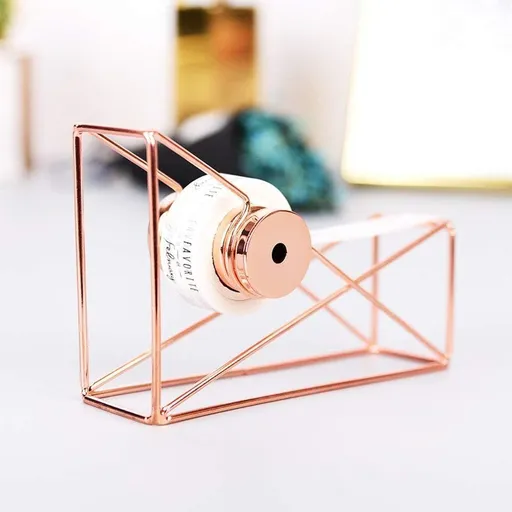 Desktop Tape Dispenser Metal Wire Rose Gold Color Scrotch Tape Holder Cutter for Brighten Up Your Desk and Office