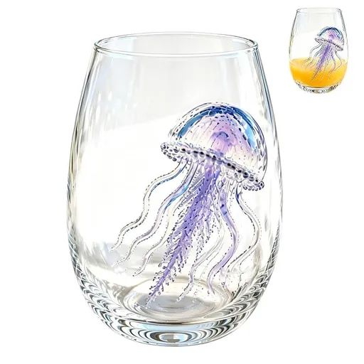 Handcrafted Marine Animal Glass Cup 350ml Unique Sea Creature Glass for Bar Home - Style 2
