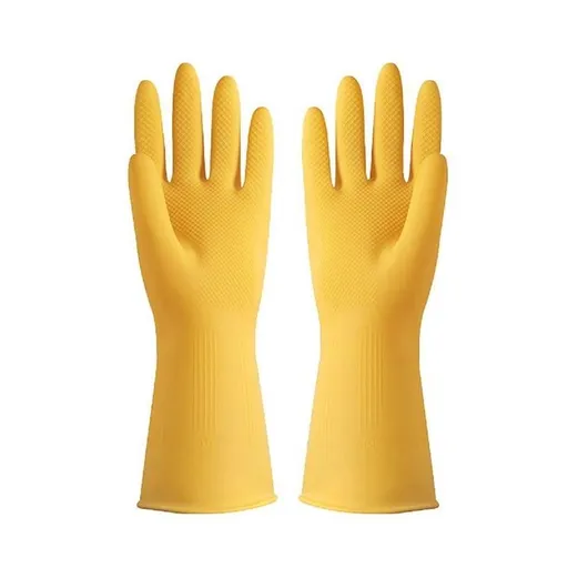 Household Rubber Cleaning Gloves 5 Pairs - Small 33 x 8.5 cm, Thickened Waterproof Long Cuff Gloves for Dishwashing, Kitchen, Cleaning and Gardening