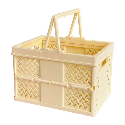 Large Picnic Basket, Collapsible Picnic Basket, Basket With Handle, Beach Picnic Basket, For Home, Kitchen, Camping, Picnic, Beach, Shopping Yellow