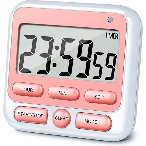 Digital Countdown Kitchen Timer -Count Up Down Magnetic Timer Clock for Cooking Baking Gym Students Pink