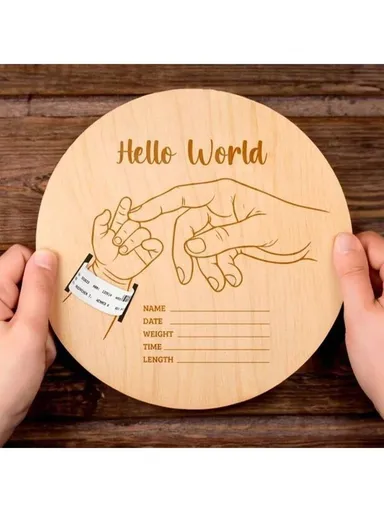 Newborn Hospital Bracelet Engraved Keepsake Box - Personalized Baby Gift With Laser Cut Wood Fiber Pregnancy Wristband - Ideal Mother's Day & Father's Day Memento(Fingertip Touch)